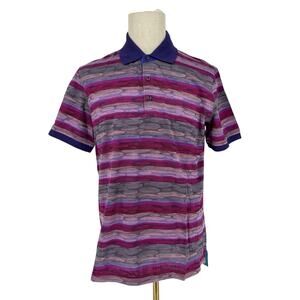 Robert Graham Short Sleeve Knit Polo Shirt SORONG Abstract Knit Purple Pink M